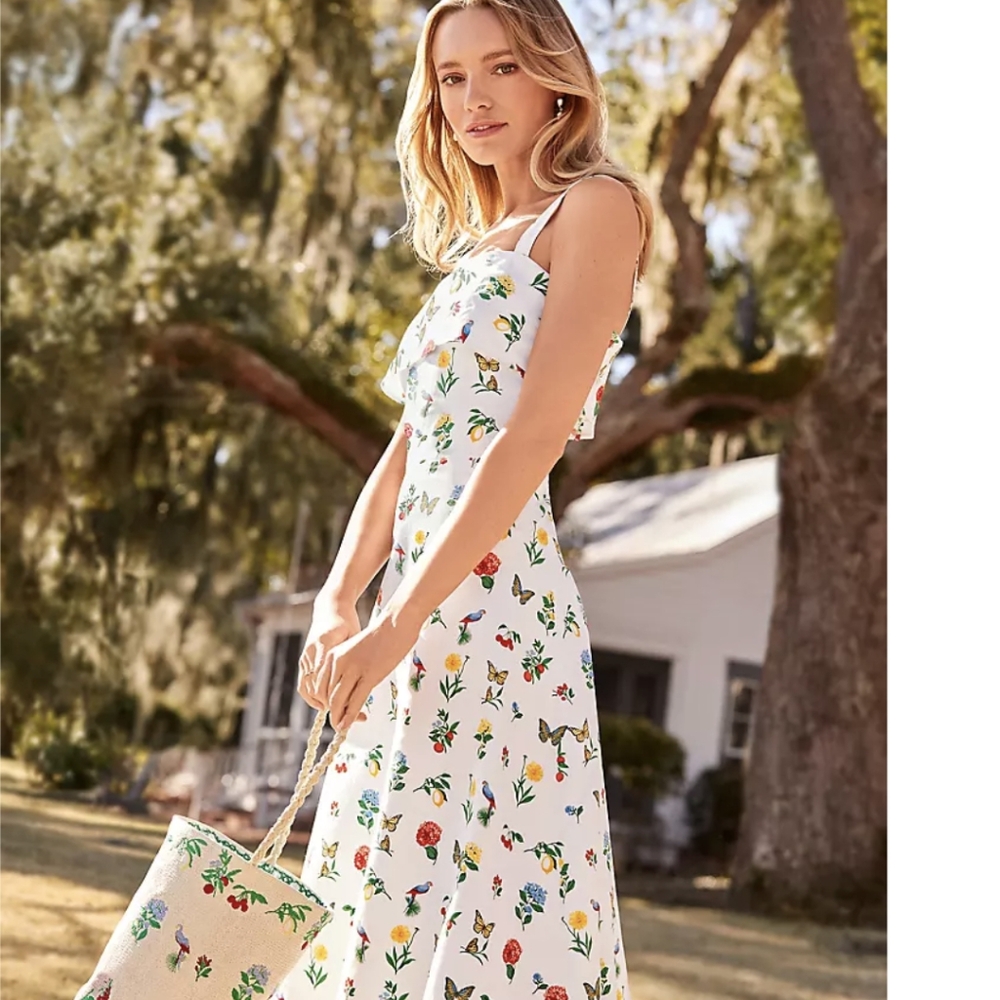 Ann Taylor Botanical Midi Flare Dress NEW 4P